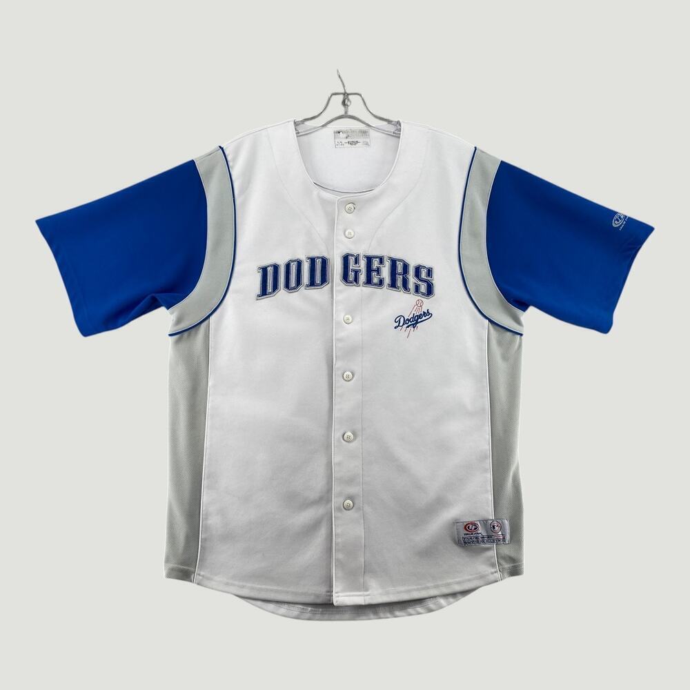 Los Angeles Dodgers Baseball Jersey True Fan White Blue Button Front Adult XL